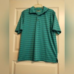 🟢3/$11 Men's Blue And Black Striped Polo Shirt